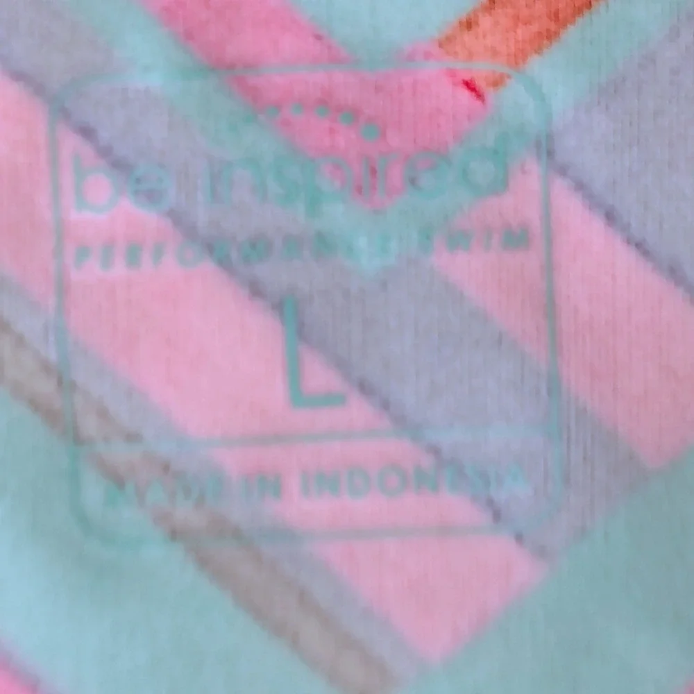 NWT Womens L Be Inspired Tankini Top Multicolor Chevron Geometric Gorpcore Y2K
